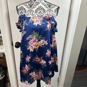 BHLDN Floral Off-the-Shoulder Mini Trapeze Dress